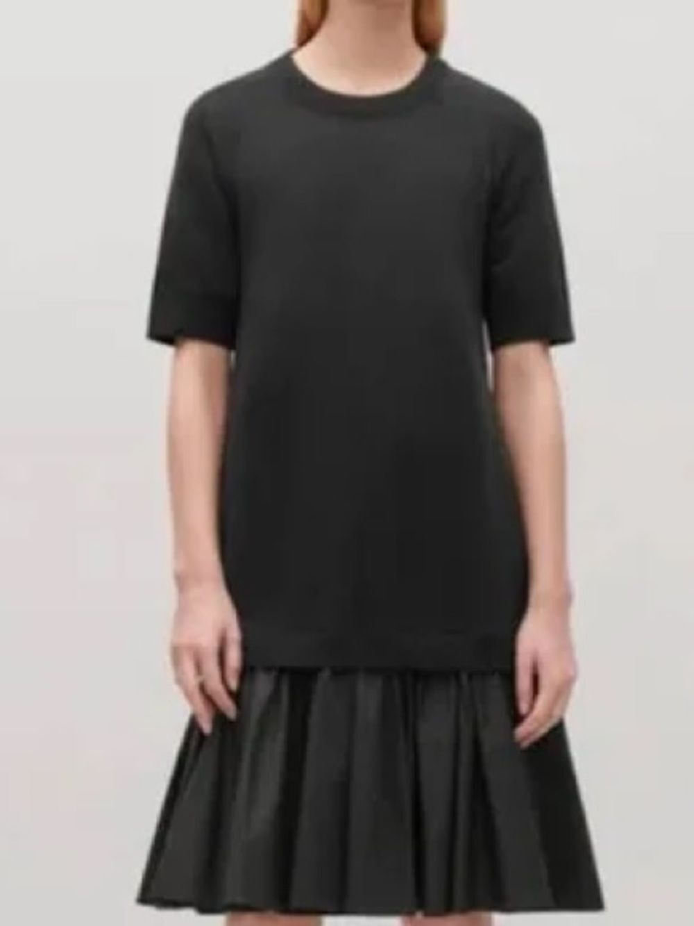 Cos Dropped Waist Classic Black Short Sleeve Crewneck Dress XS
